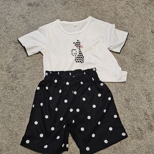 Polka Dot Cat Kids Set - White and Black